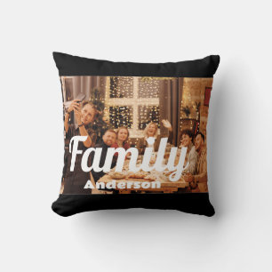 Familj Boho-text med två foton Kudde