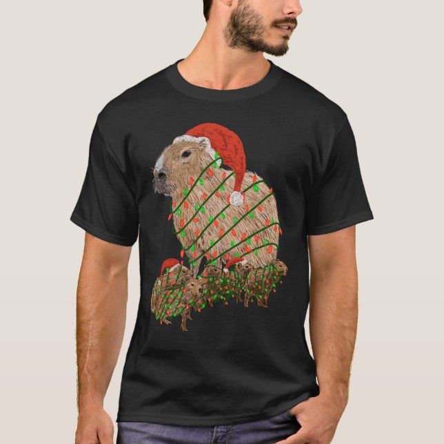 Familj Capybara-julen har stuckits i Ljus T Shirt (Framsida)