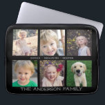 Familj | Collage för 6 foto Laptop Fodral<br><div class="desc">Denna laptop sleevedesign presenterar en ramcollage för 6 foto för bilder av barn och familjemedlemmar på en svart bakgrund. Personifiera detta fodral med fotona och namnen av dina familjemedlemmar.</div>