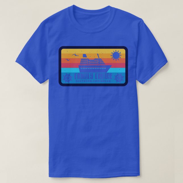 Familj Cruise Södra Västindien Retro Stil T Shirt (Design framsida)