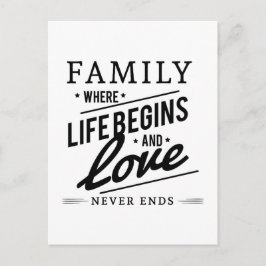 Familj där livet börjar och Kärlek slutar aldrig c Vykort
