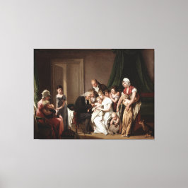 Familj Doktor vaccinerar gammal Oljemålning från b Canvastryck