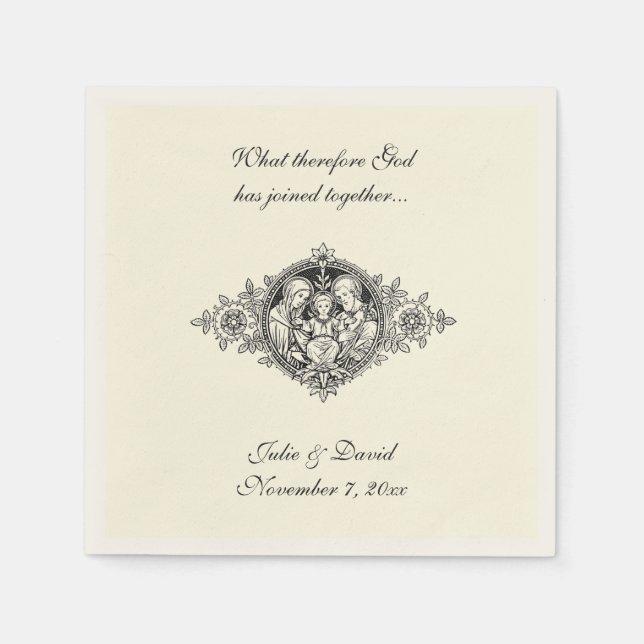 Familj Ecru för katolska bröllop-Heligor Pappersservett (Framsidan)