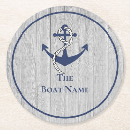 Familj eller båtnamn Navy Ankarrep Nautisk Underlägg Papper Rund
