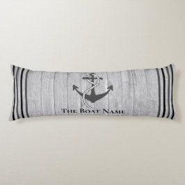 Familj eller Boat Namn Grått Anchor Rope Nautical Kroppskudde
