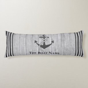 Familj eller Boat Namn Grått Anchor Rope Nautical Kroppskudde