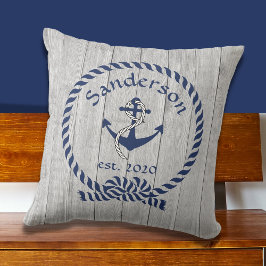 Familj eller Namn flotta Anchor Rope Nautical Thro Kudde