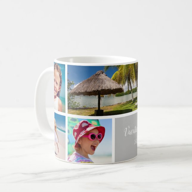 Familj eller par Vacation 5 Photo Keepsak, Silver Kaffemugg (Framsida vänster)