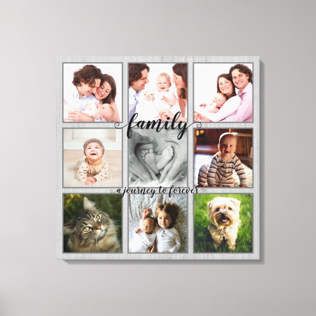 Familj en resa till Forever Rustic Photo Collage Canvastryck (Framsida)
