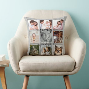 Familj en resa till Forever Rustic Photo Collage Kudde