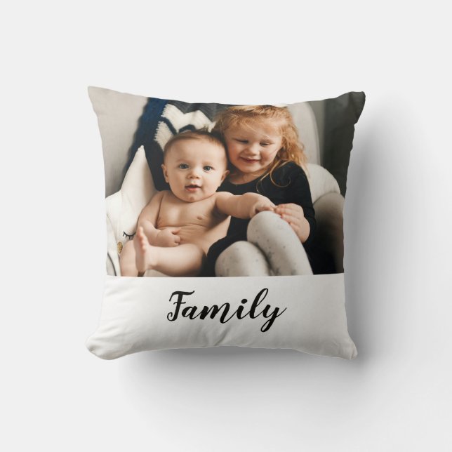 Familj Enkel Elegant Modern Foto Kuddslang Kudde (Framsida)