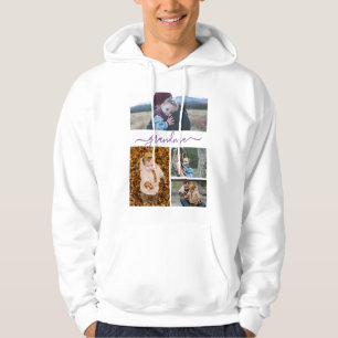 Familj Enkel Kollage Modern Kärlek Mormor Mamma Hoodie