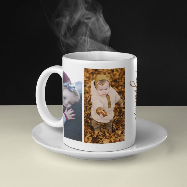 Familj Enkel Kollage Modern Kärlek Mormor Mamma Kaffemugg (Skapare uppladdad)