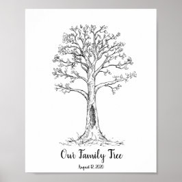 Familj Fingeravtryck Träd Med Blad Affisch