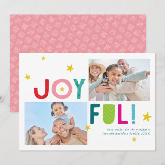 FAMILJ FLERFOTON fet färgrik typografi GLAD Julkort