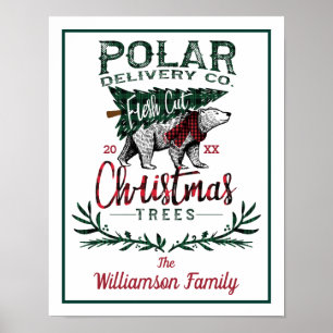 Familj för julgranar för snitt för Co för pola Poster