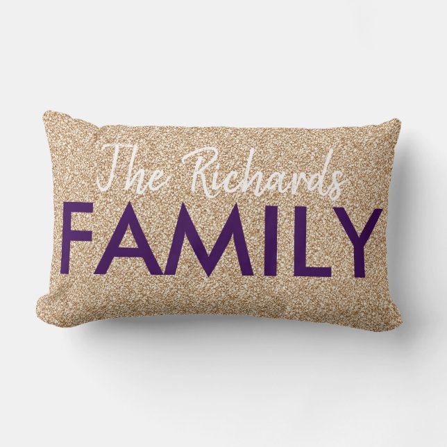 Familj - Guld Glitter Lumbarkudde (Framsida)