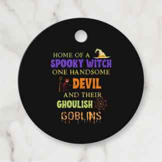 Familj Halloween-citat med Spindelnätet Witch Djäv Gåvor Etiketter
