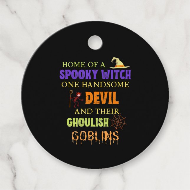 Familj Halloween-citat med Spindelnätet Witch Djäv Gåvor Etiketter (Framsida)