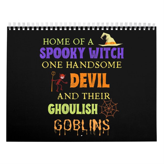 Familj Halloween-citat med Spindelnätet Witch Djäv Kalender (Omslag)