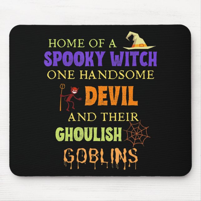 Familj Halloween-citat med Spindelnätet Witch Djäv Musmatta (Framsidan)