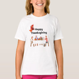 Familj i bord med kalkon t shirt