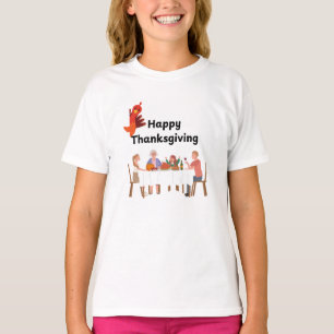 Familj i bord med kalkon t shirt