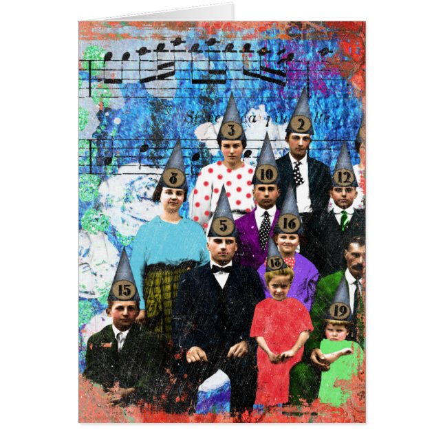 Familj i partyhattDigital konst Hälsningskort (Framsidan)