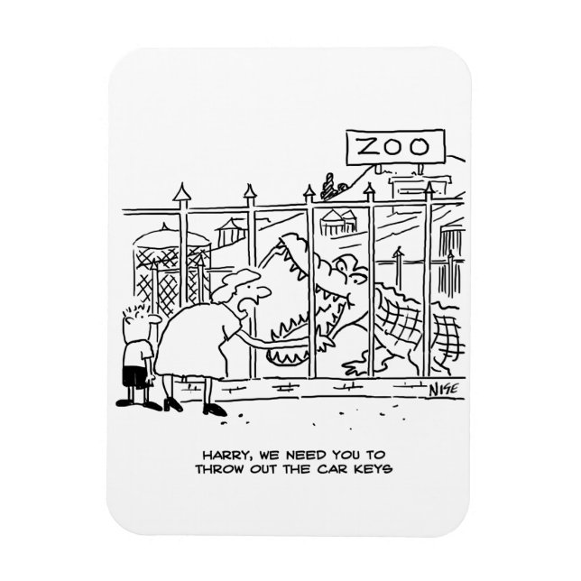 Familj i Zoo. Pappa Svalt av Alligator Magnet (Vertikal)