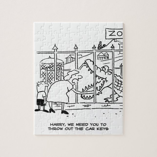 Familj i Zoo. Pappa Svalt av Alligator Pussel (Vertikal)