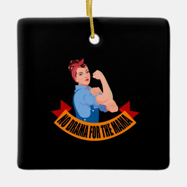 Familj - ingen drama för Mamman Julgransprydnad Keramik (Framsida)