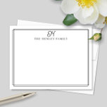 Familj Initial Svart Kant Monogram Brevpapper Anteckningskort<br><div class="desc">Denna design har en tunn dubbel ram med utrymme för en initial för familjen och familjens namn. Klicka på knappen Anpassa om du vill justera designelementen och/eller ytterligare ändra texten! Variationer av denna design, ytterligare färger samt kompletterande produkter finns tillgängliga i vår butik, zazzle.com/store/doodlelulu. Kontakta oss om du vill ha...</div>