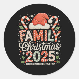 Familj jul 2025 Matchande Xmas Högtid Runt Klistermärke