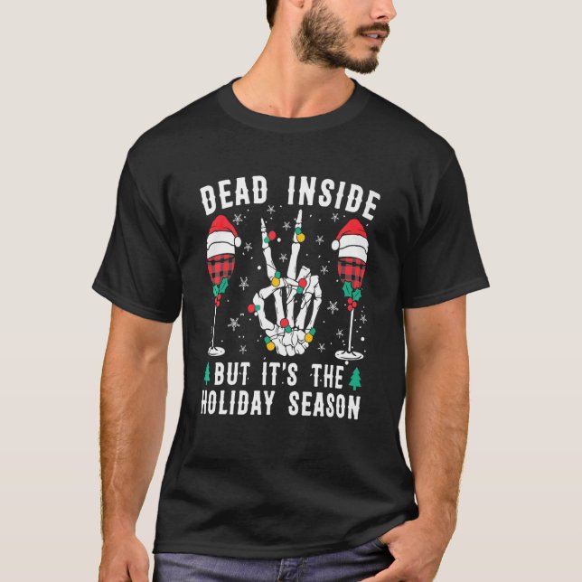 Familj Julafton julljus Skeleton Händer Santa H T Shirt (Framsida)