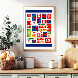 Familj Julafton nedräkning av julklapp Poster