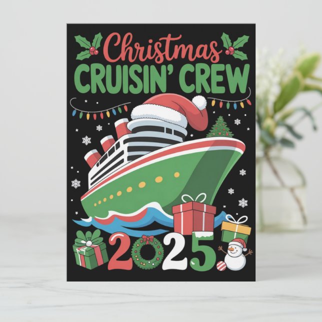 Familj julkryssning 2025 Matchande Holiday Xmas Julkort (Stående Fram)