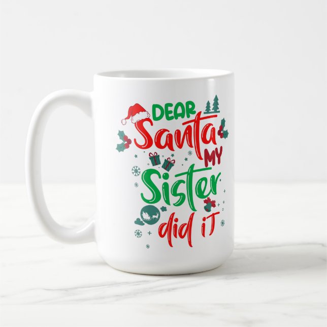 Familj, kära Santa Min syster Jul. Kaffemugg (Vänster)