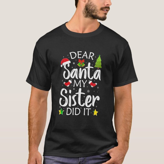 Familj, kära Santa Min syster Jul. T Shirt (Framsida)