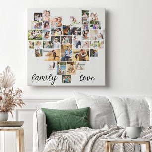 Familj kärlek hjärta formad 36 foto collage canvas