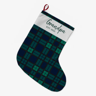 Familj Karo Skrift Black Watch Tartan Stor Julstrumpa