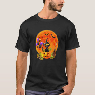 Familj Katt Katt Och Måne Halloween Kostym Högtid T Shirt