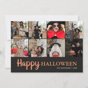 Familj Lekfull Glad Halloween Fotokollage Svart Kort