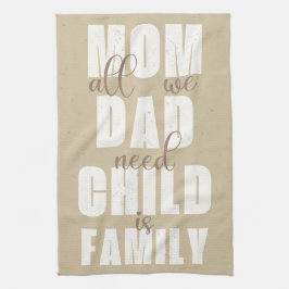 Familj (Mamma, Pappa, Kid) Vit på Sand Kökshandduk