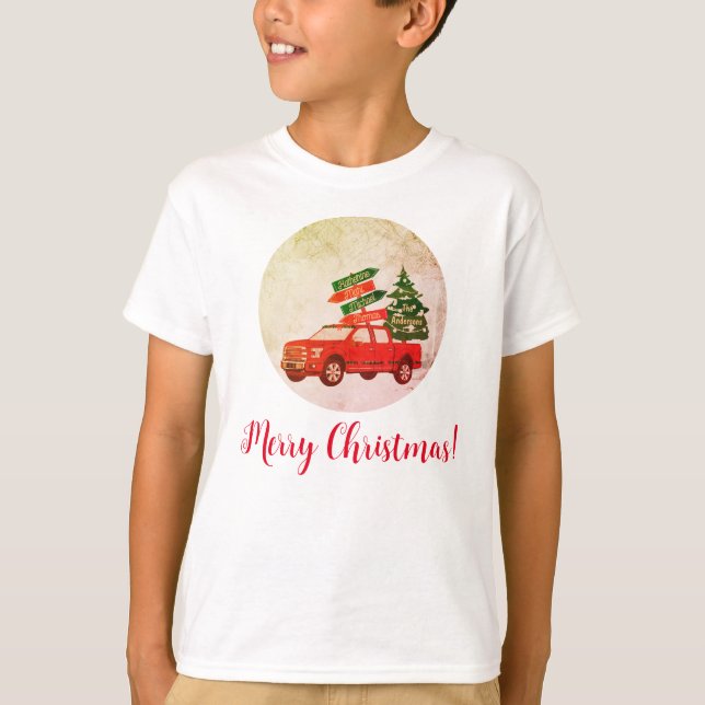 Familj matchande Red Lastbil Vintage-jul T Shirt (Framsida)