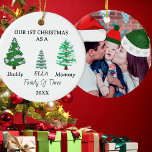 Familj med 3 Anpassningsbar Baby första julfoto Julgransprydnad Keramik<br><div class="desc">Familj med tre juldagar i Baby Första jul (bild,  namn,  år)</div>