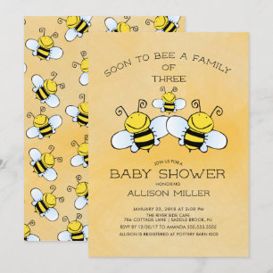 Familj med 3 inbjudningar till Bee Baby Shower