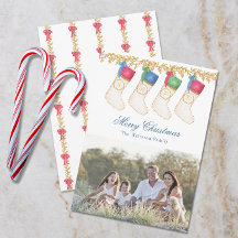 Familj med 4 - Foto med vattenfärgsmonogram Stocki