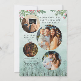 Familj med 4 Graviders vattenfärgsmeddelande Julkort