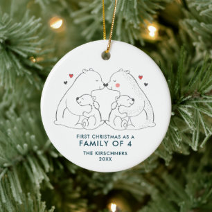 Familj med 4 Personligers Polar med förfallodatum Julgransprydnad Keramik