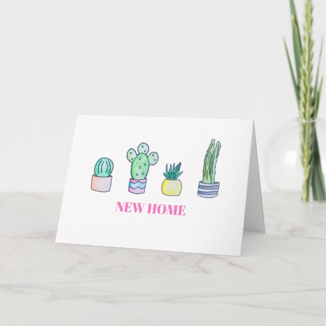 Familj med Cactus nya hemhälsningskort Kort (Framsida)
